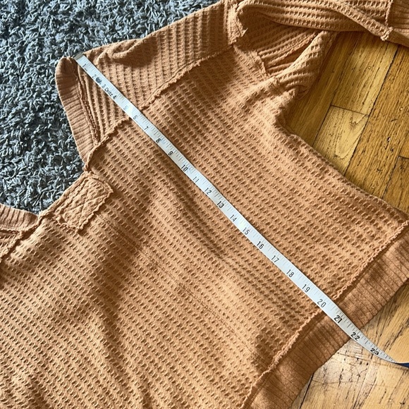 Free People Women's Magical Thermal Cotton Drop-Shoulder Waffle Top Small - Picture 6 of 10